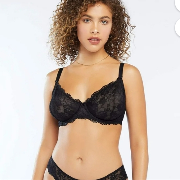 NWT Savage Fenty Unlined Lace Bra Black - Picture 1 of 9